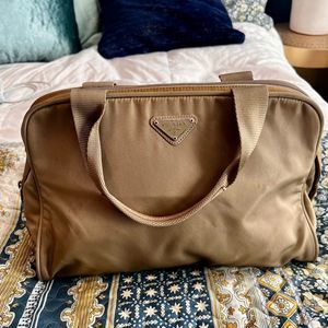 Prada | Tessuto Army Tan Sport Tote Bag Purse with Authentication Card & Key
